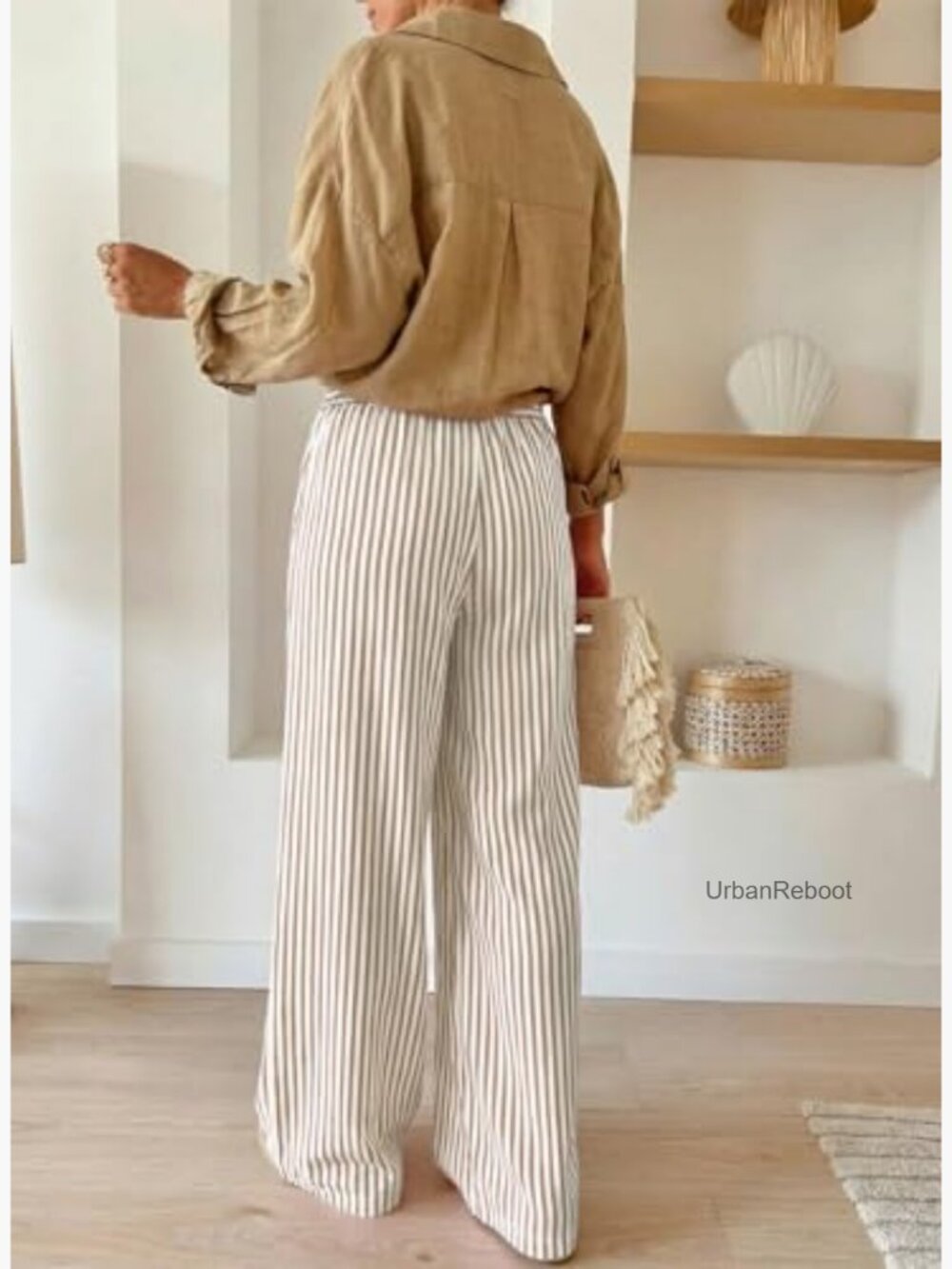 Wide Leg Palazzo Pants with Pockets Drawstring Elastic Waist - Picture 4 of 7